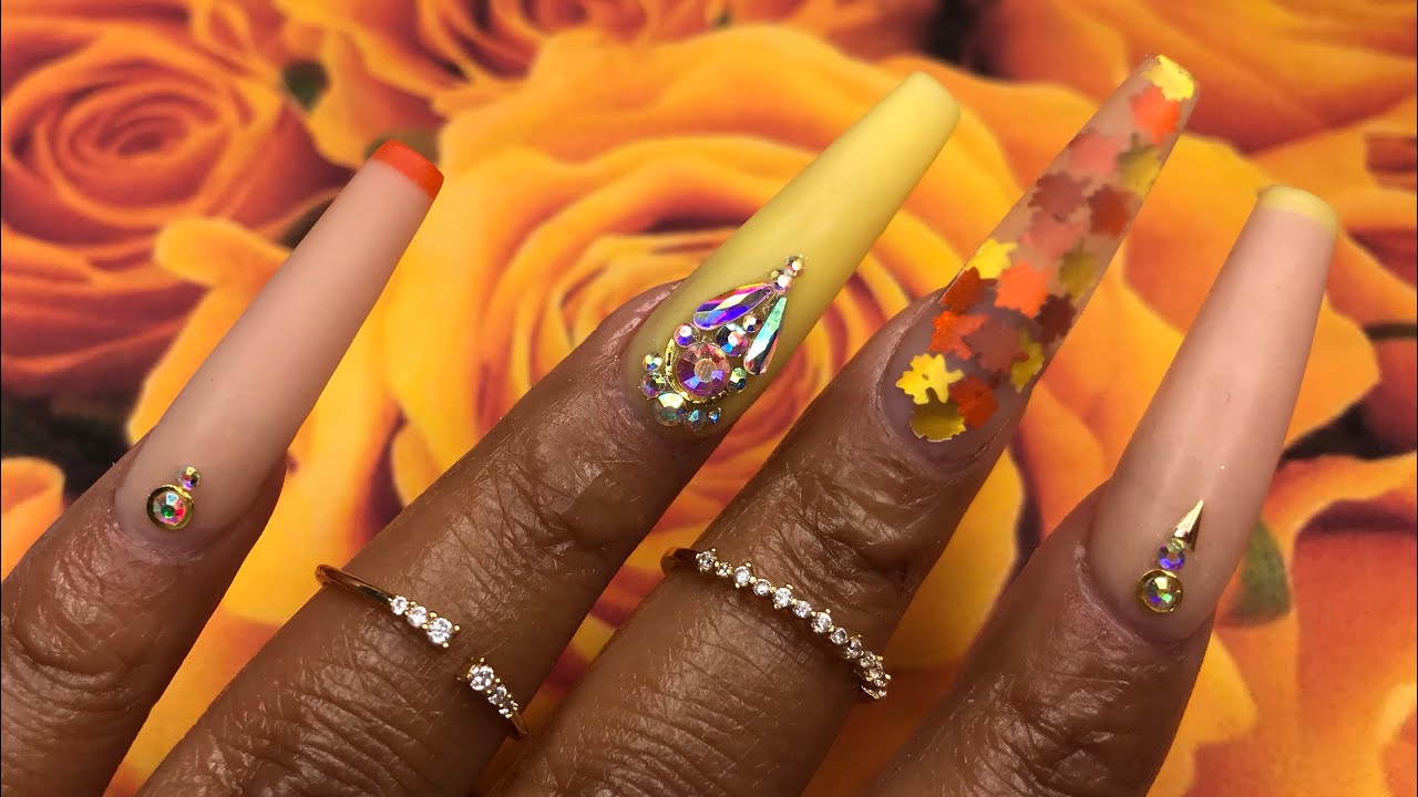 Watch me work Autumn Nail design 🍁 using NotPolish acrylic