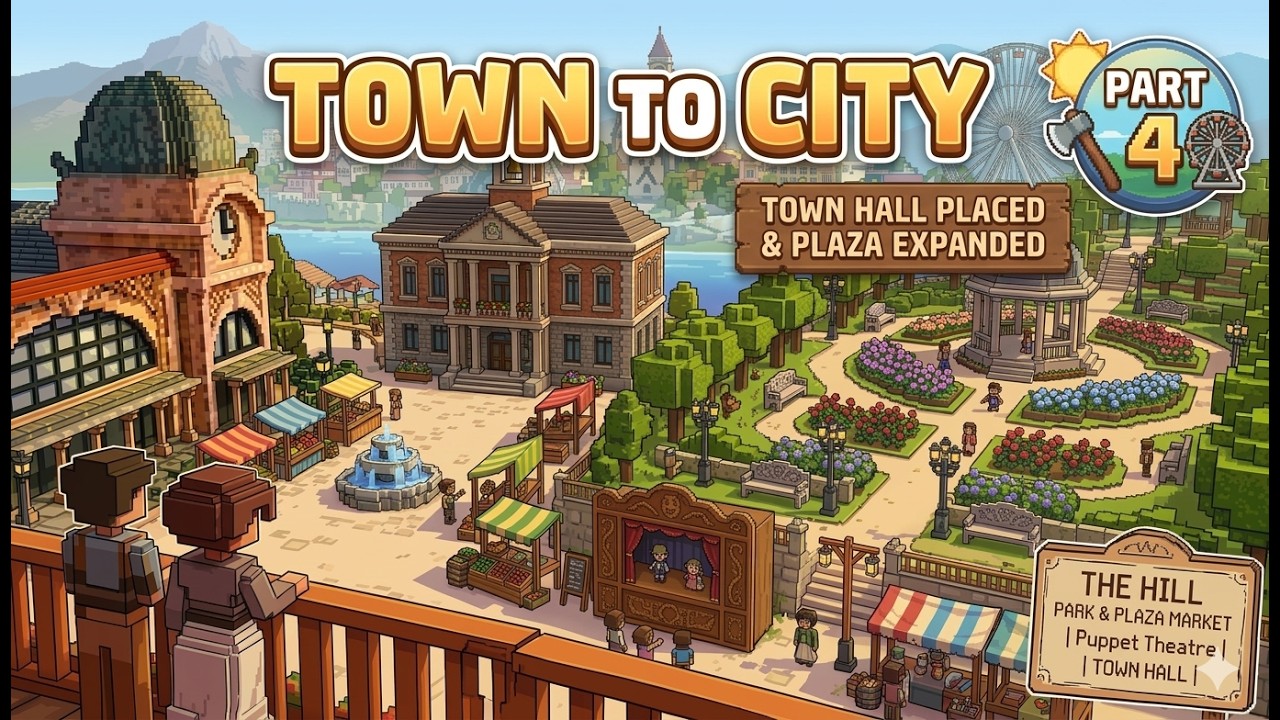 Town to City | Episode 4 | Building a Peaceful Park & Expanding the Plaza | No Commentary
