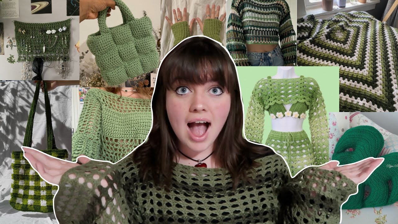 50 easy GREEN crochet ideas with patterns (beginner crochet)