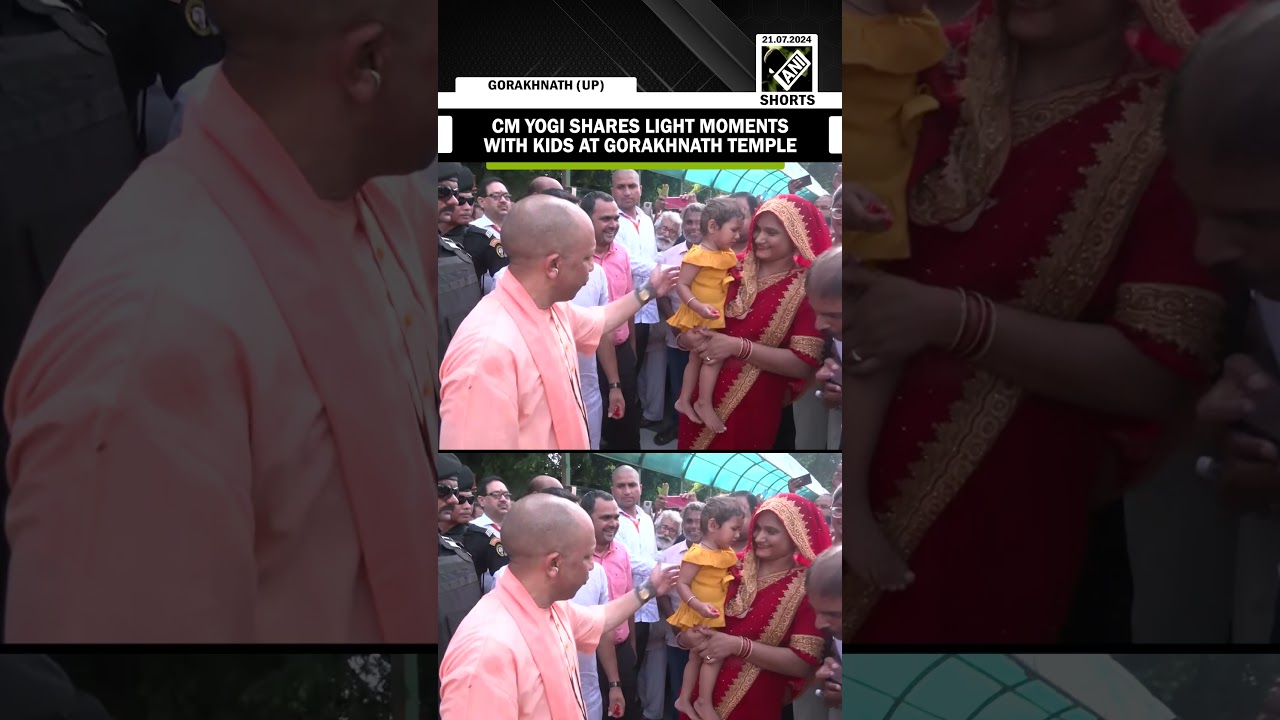 UP CM Yogi Adityanath shares light moments with kids during visit to Gorakhnath Temple