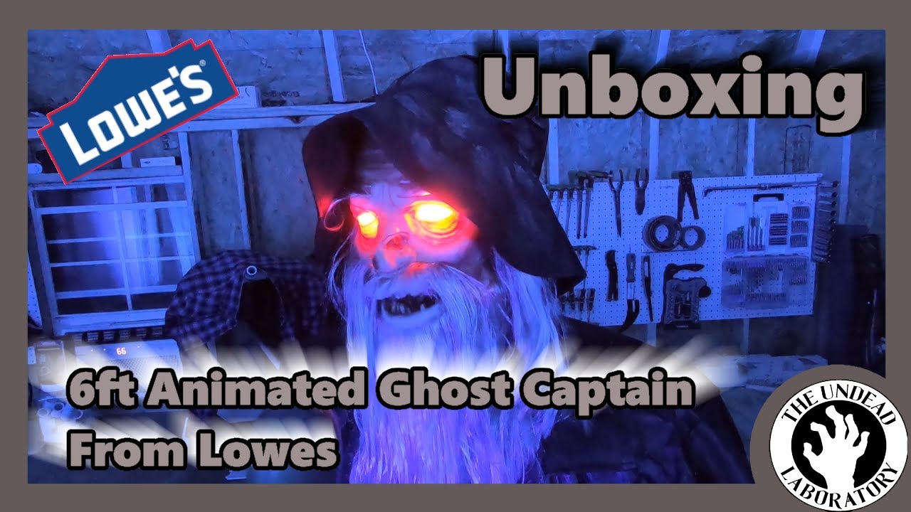 Unboxing the 6ft Lowe's animated sea captain. Unbox, assemble, demo in various lighting and review!