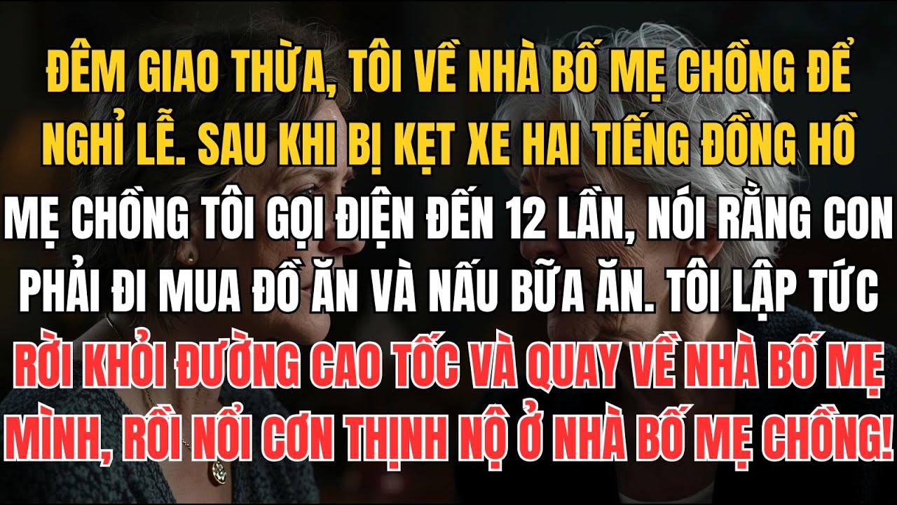 ĐÊM GIAO THỪA, TÔI VỀ NHÀ BỐ MẸ CHỒNG ĐỂ NGHỈ LỄ. SAU KHI BỊ KẸT XE HAI TIẾNG ĐỒNG HỒ, MẸ CHỒNG...