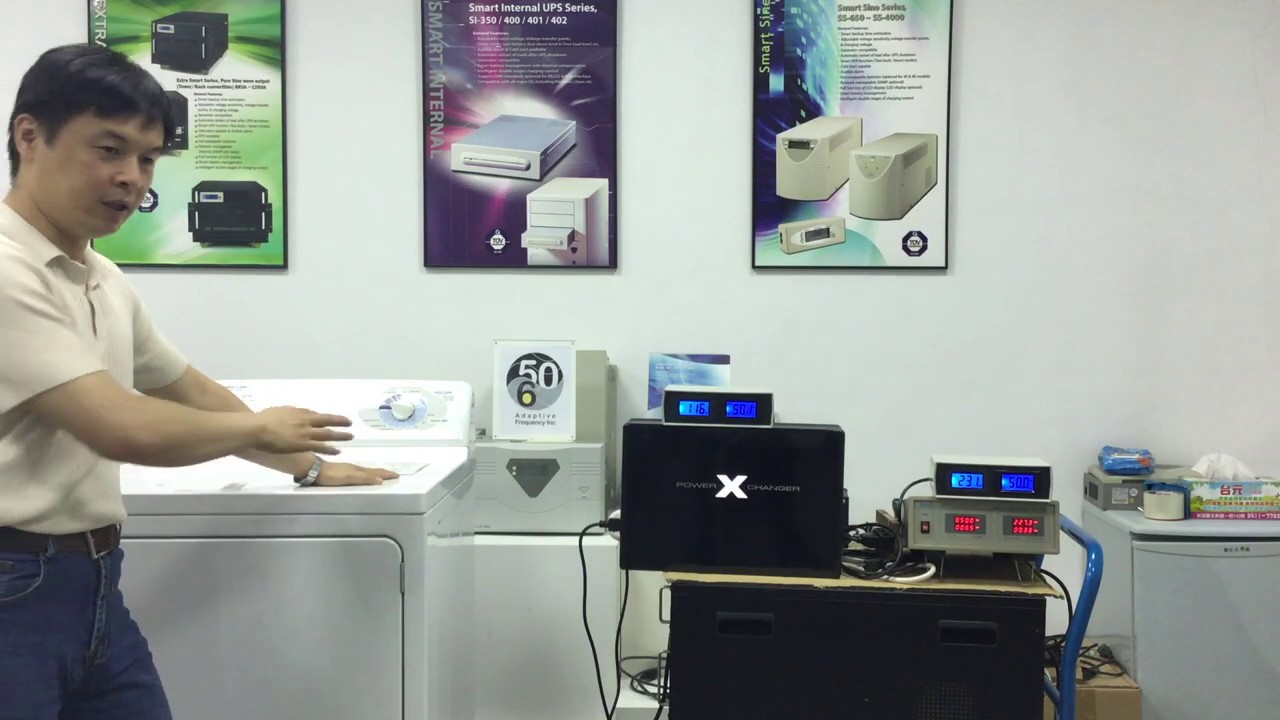 Converting 220V / 50Hz to 120V / 60Hz, using a voltage and frequency converter, gas dryer demo