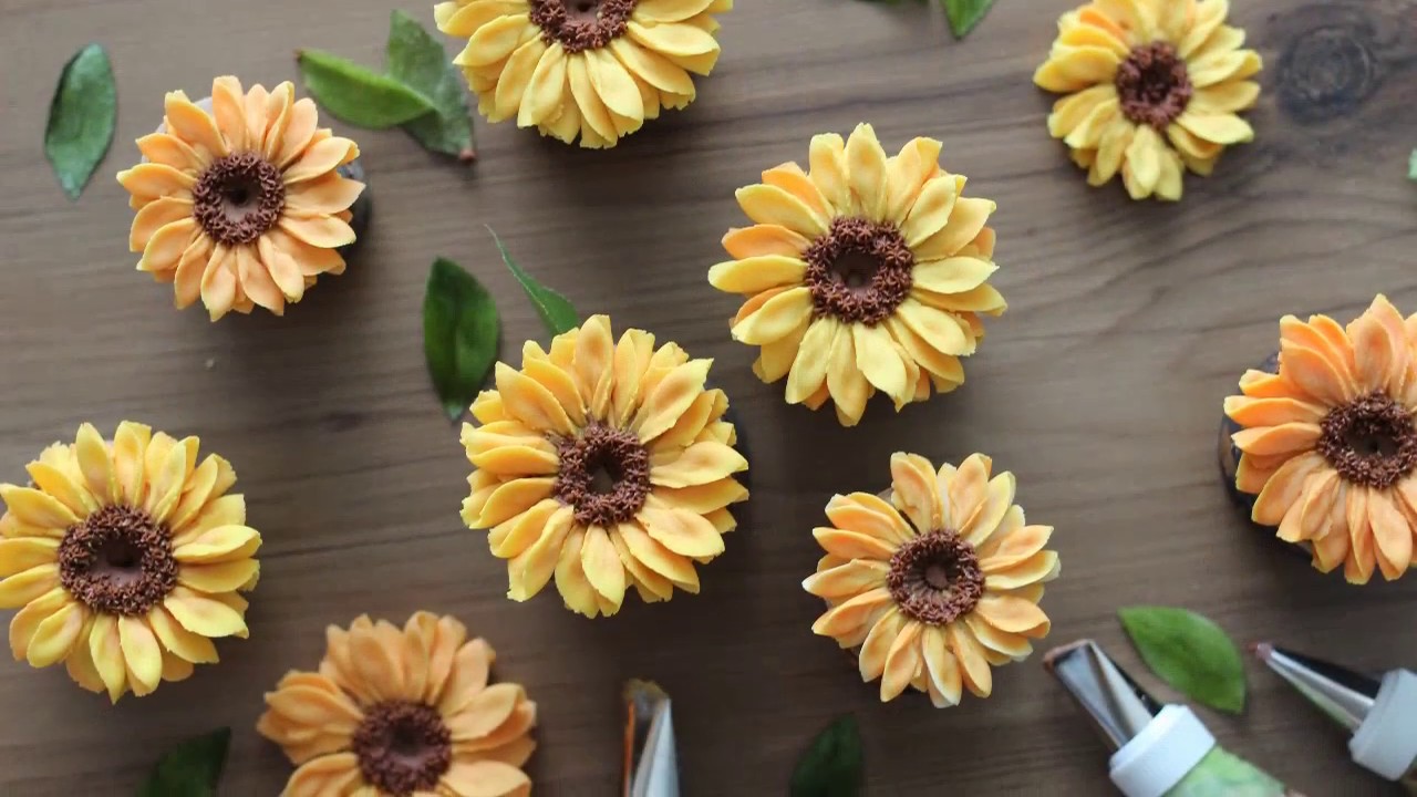 해바라기 파이핑, 앙금플라워, sunflower, 向日葵,ひまわり, beancream flower_cakemodoo