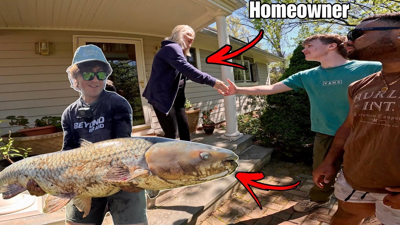 We Asked Permission To Fish Her PRIVATE Pond And  Caught THIS! (Giant Fish)
