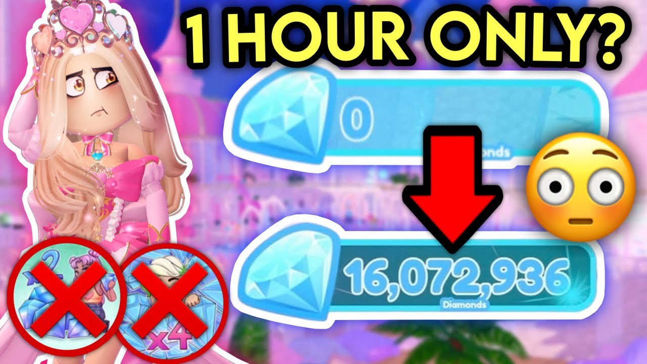 HOW MANY DIAMONDS I CAN MAKE IN AN HOUR FARMING! *NEW UPDATE* | Royale High Roblox 