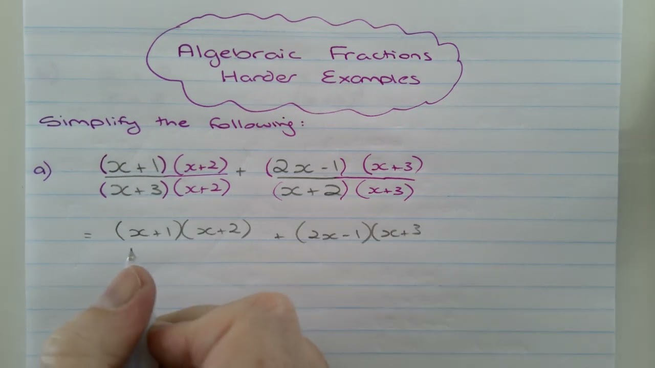 Algebraic Fractions   Harder Example 1