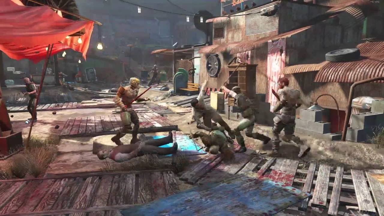 Fallout 4 NPC Battle: Raiders attack Diamond City