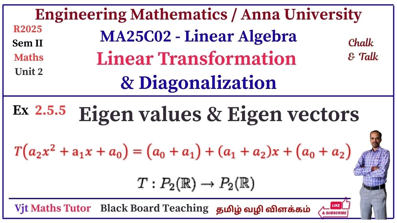 Eigen Values & Vectors | Linear Transformation & Diagonalization | MA25C02 | Linear Algebra | Sum 5