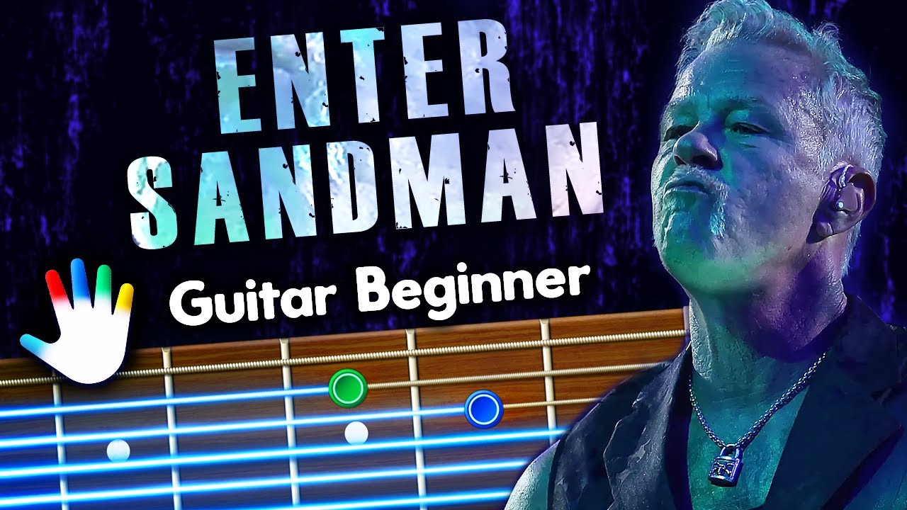 Enter Sandman Guitar Lessons for Beginners Metallica Tutorial | Easy Chords + Lyrics + Backing Track