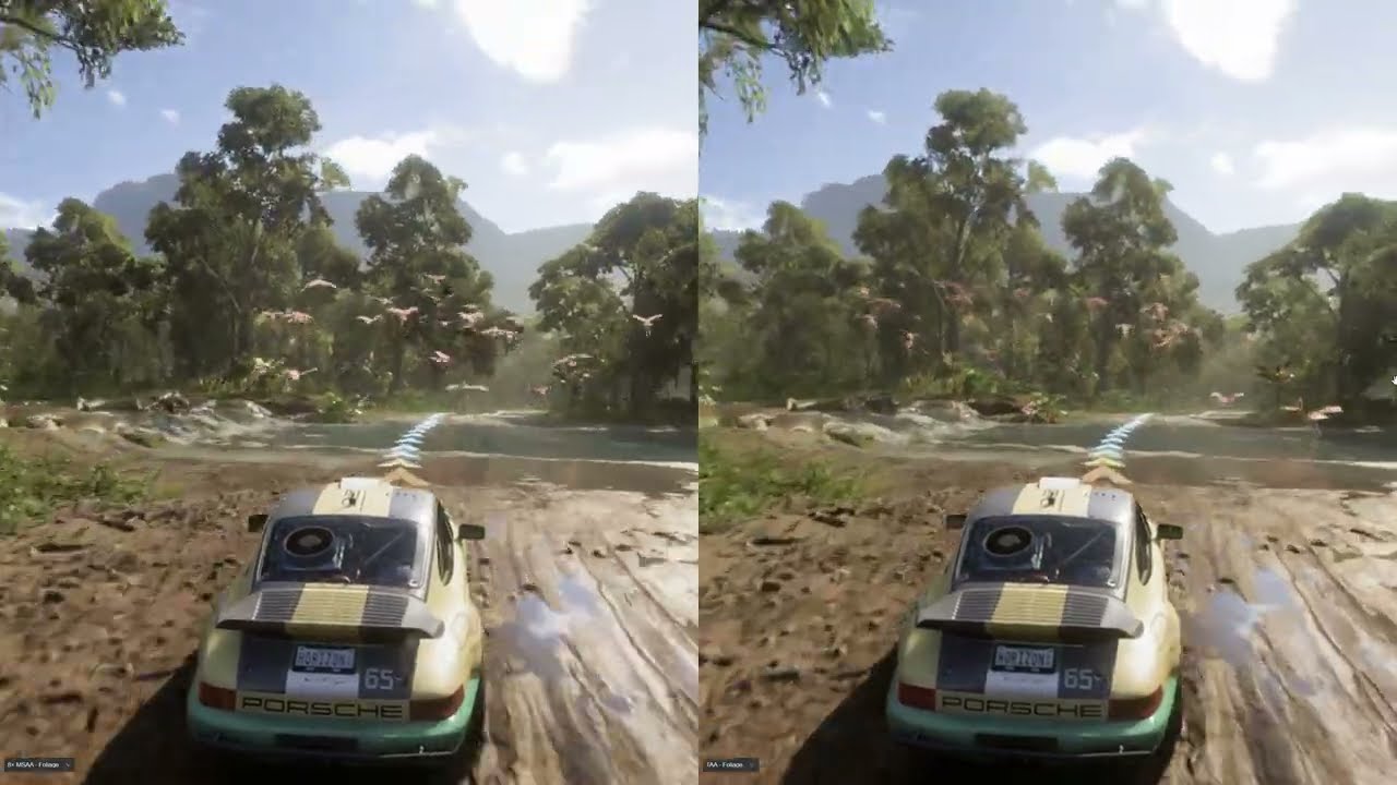 Forza Horizon 5 PC | Splitcreen Anti-Aliasing Comparison | TAA vs. 8x MSAA | Motion