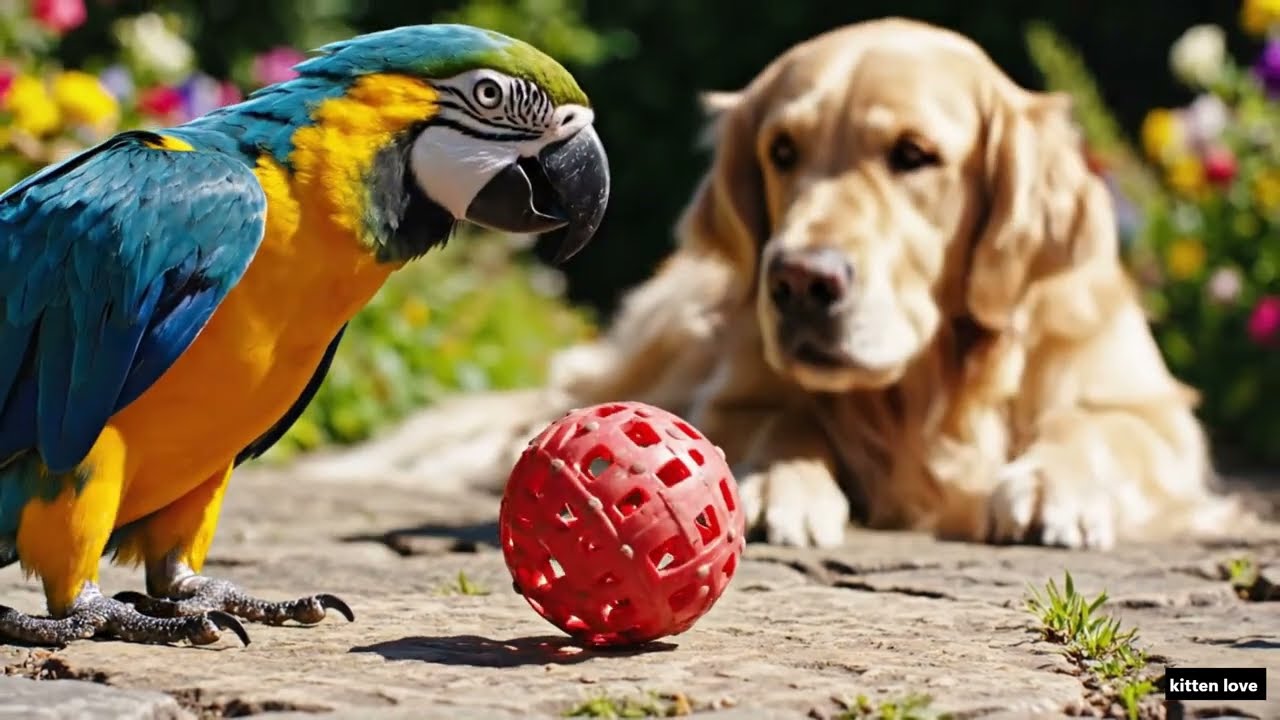 “Happy Home Playtime: Baby Retriever & Golden Retriever Sweet and Funny Fun 🐶💛”