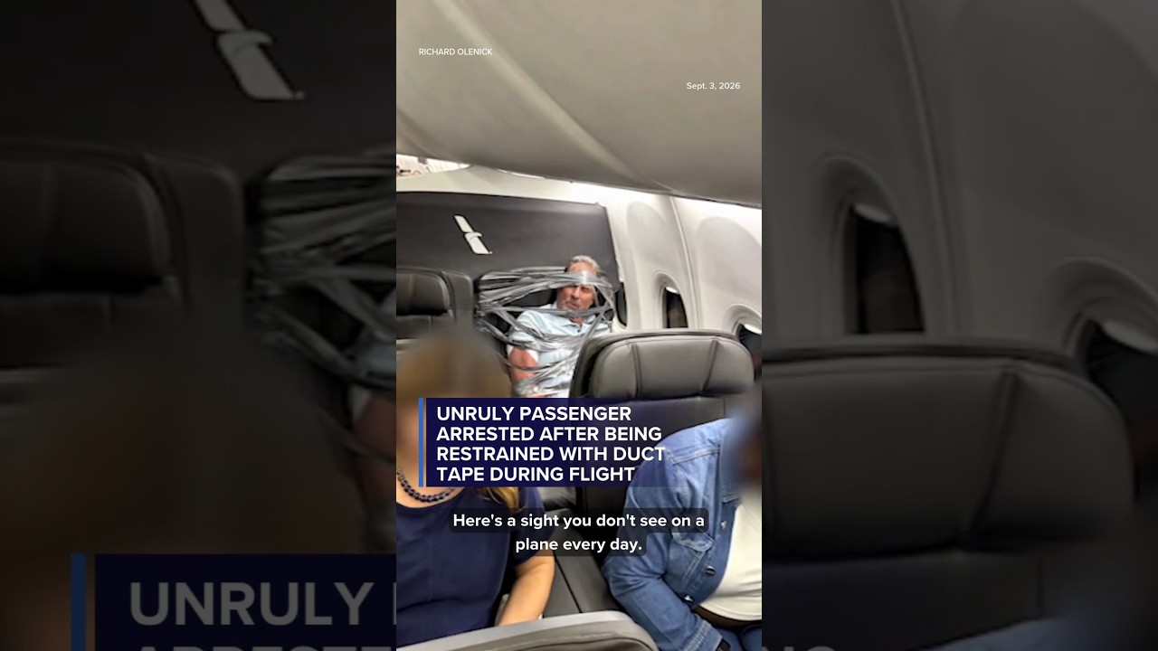 Unruly passenger arrested after being restrained with duct tape during flight