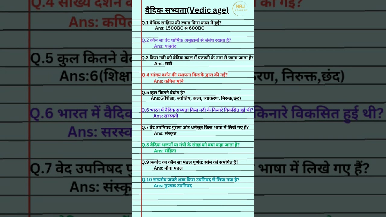 GK QUESTION|वैदिक काल|Vedic age|#shorts #gk