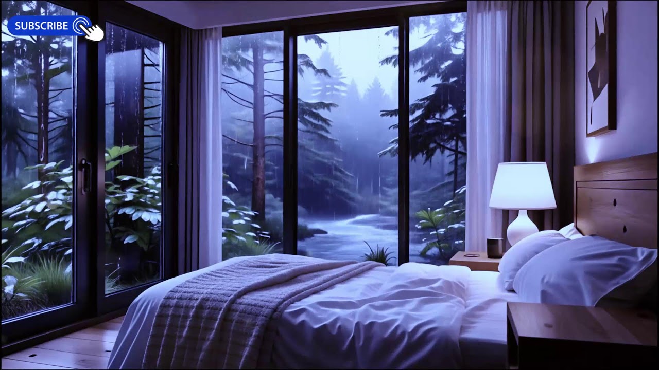 Rain on the Windows with Piano 10 Hours (Dark Screen) | Stress Relief & Deep Sleep
