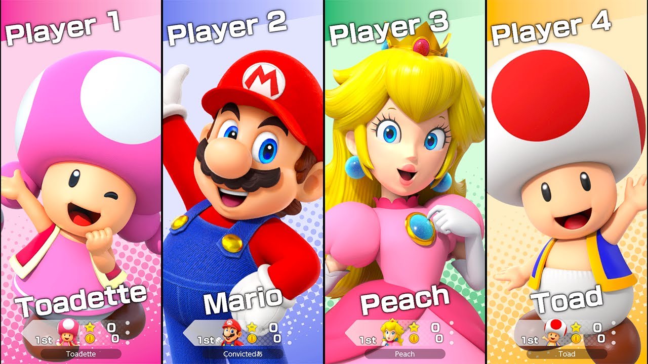 Super Mario Party Jamboree Minigames - Mario Vs Peach Vs Toadette Vs Toad (Master Difficulty)