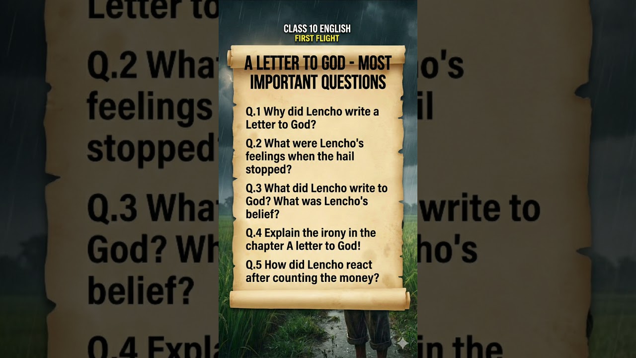 10th English - First Flight Chapter-1 A Letter to God 