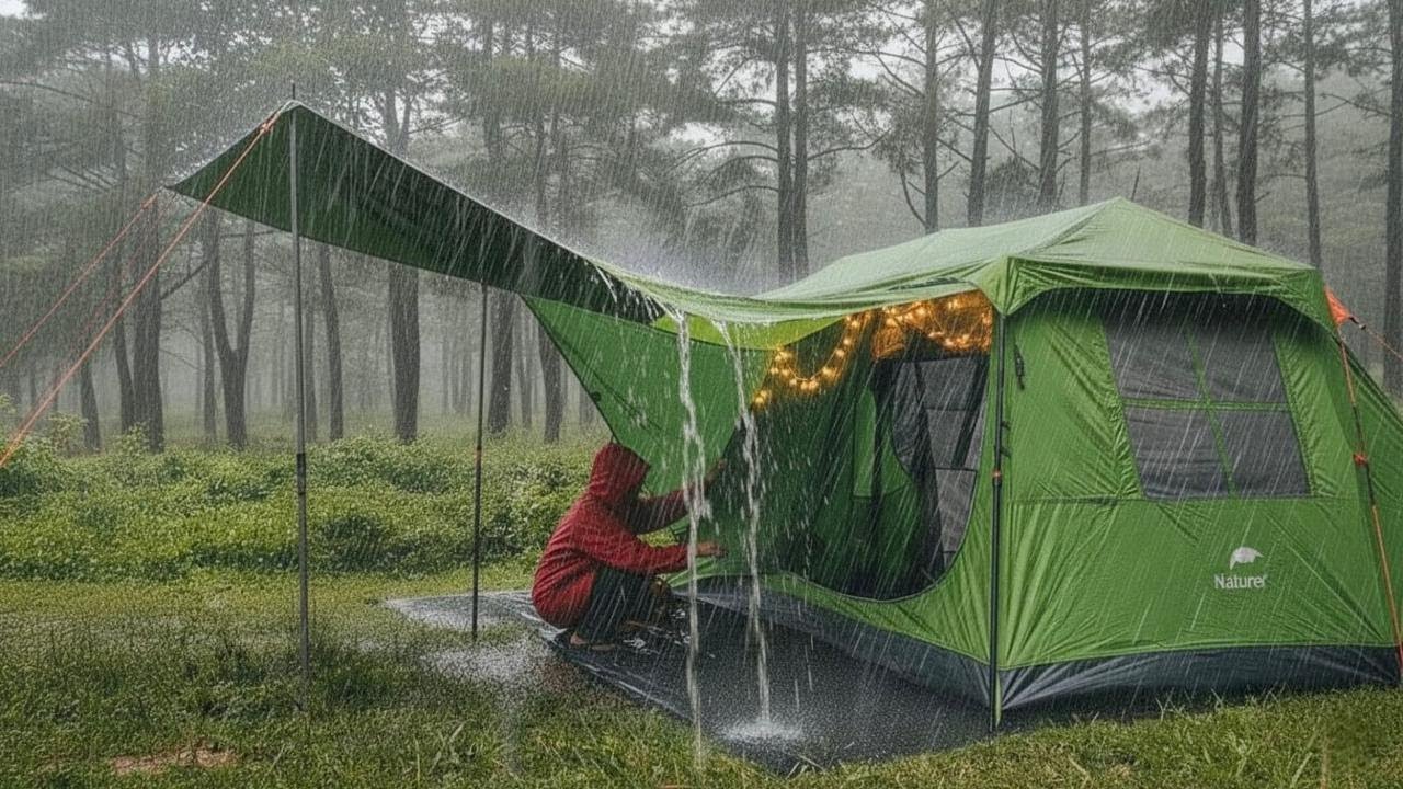 ‼️ЖЕСТОКИЕ ШТОРМЫ ⛈️ КЕМПИНГ В УСЛОВИЯХ СИЛЬНОГО ДОЖДЯ И ГРОЗЫ‼️сильный ветер