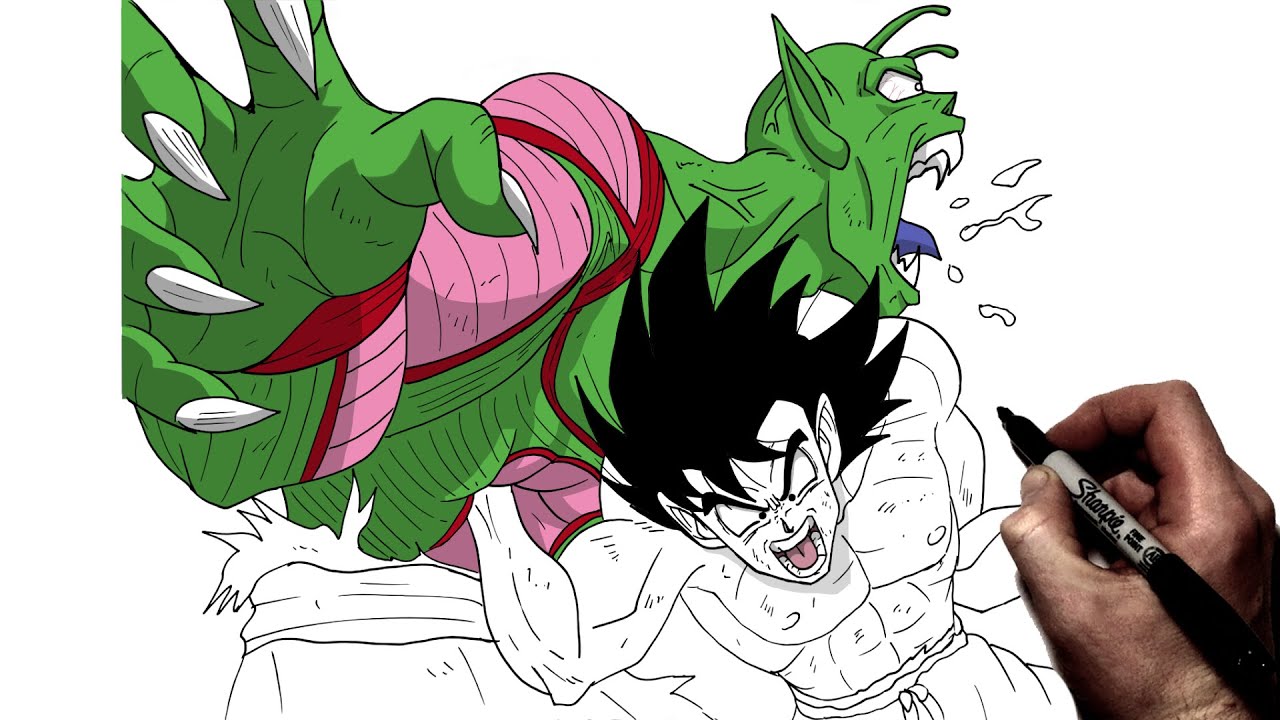 How To Draw Teen Goku vs Piccolo Jr | Step By Step | Dragon Ball