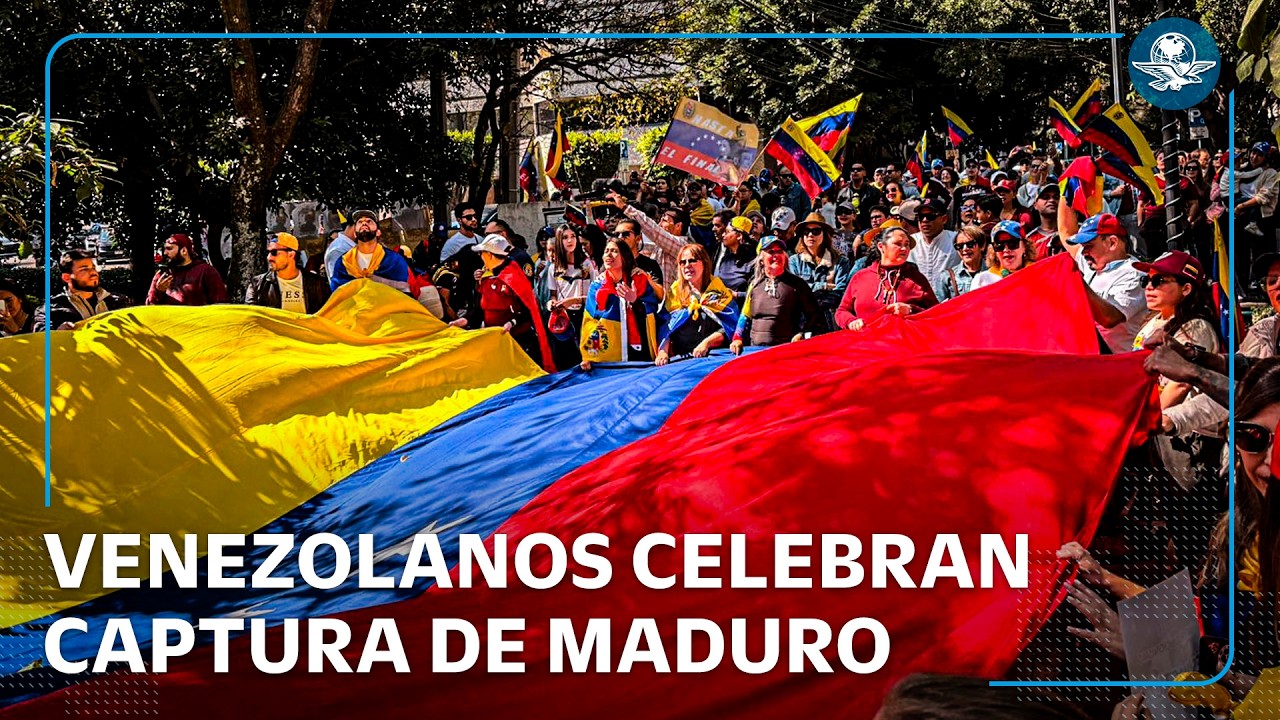 Venezolanos en M&eacute;xico celebran captura de Nicol&aacute;s Maduro