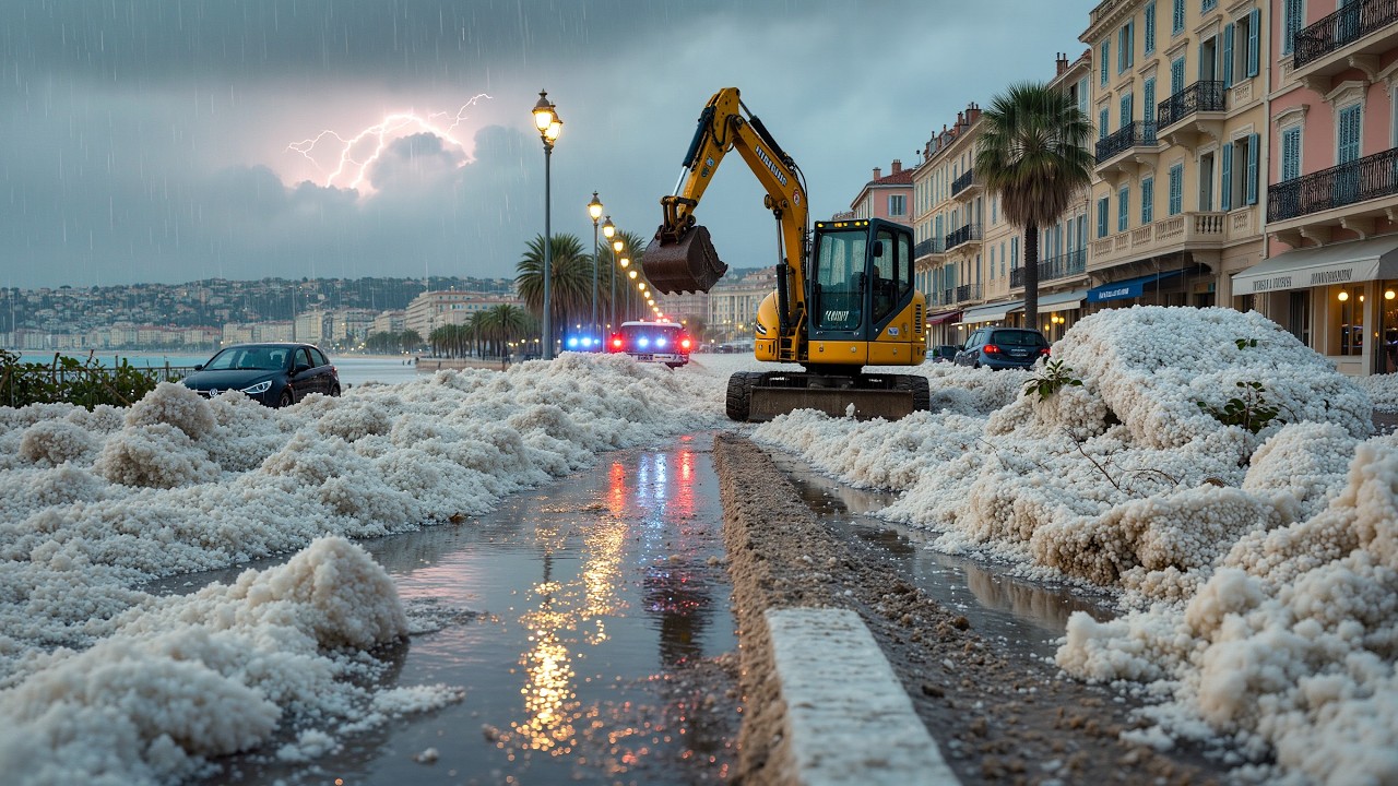 😱 Антиб, Франция, выглядит как горнолыжный курорт после того, как на Французскую Ривьеру обрушилс...