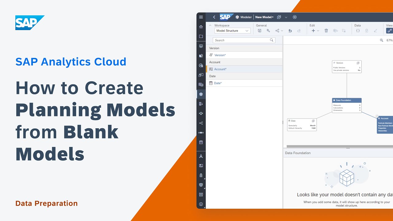 Как создавать модели планирования из пустых моделей: SAP Analytics Cloud