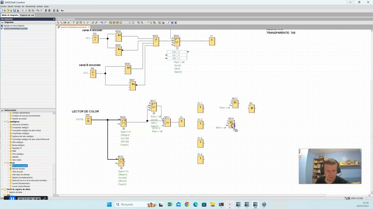 Video 4 Embotelladora Machine Simulator con Logo- Registro de desplazamiento