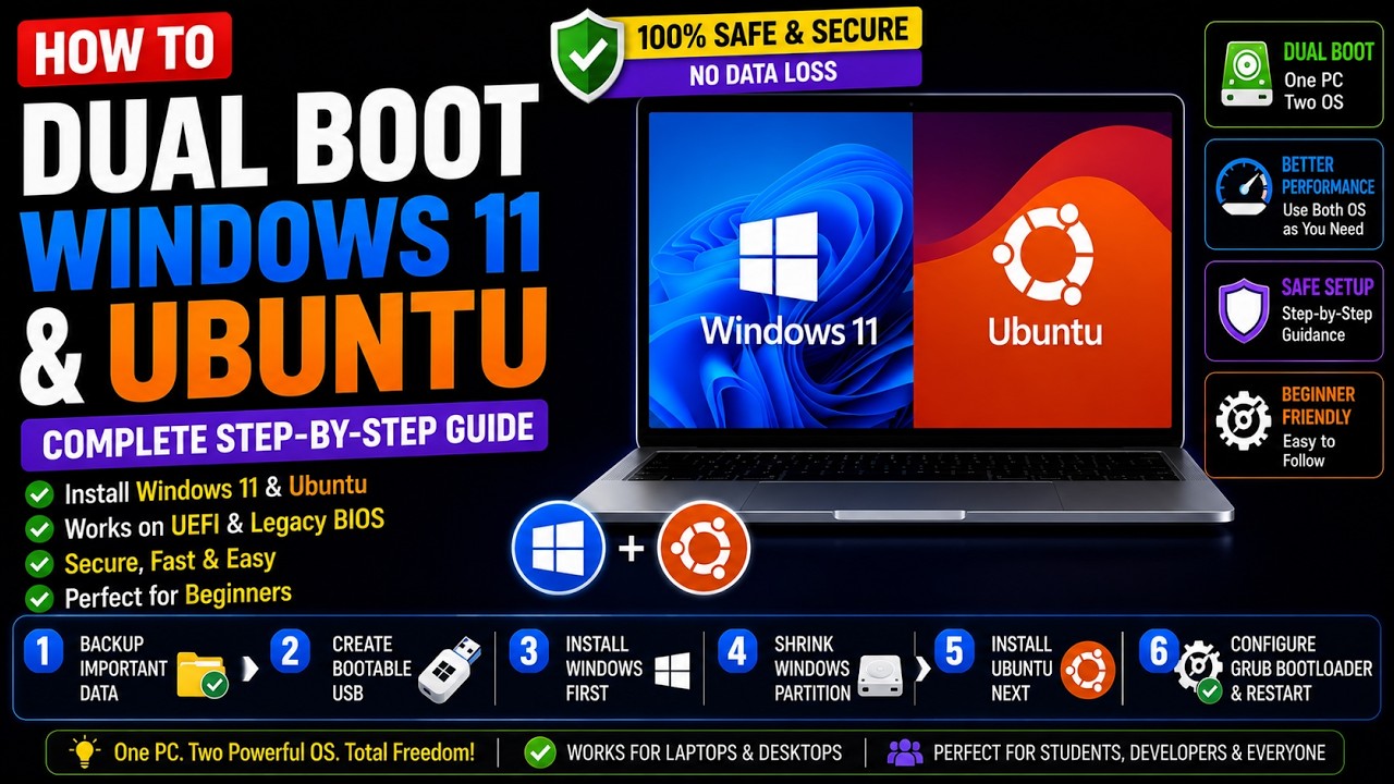 Dual Boot Windows 11 & Ubuntu | Complete Step-by-Step Guide