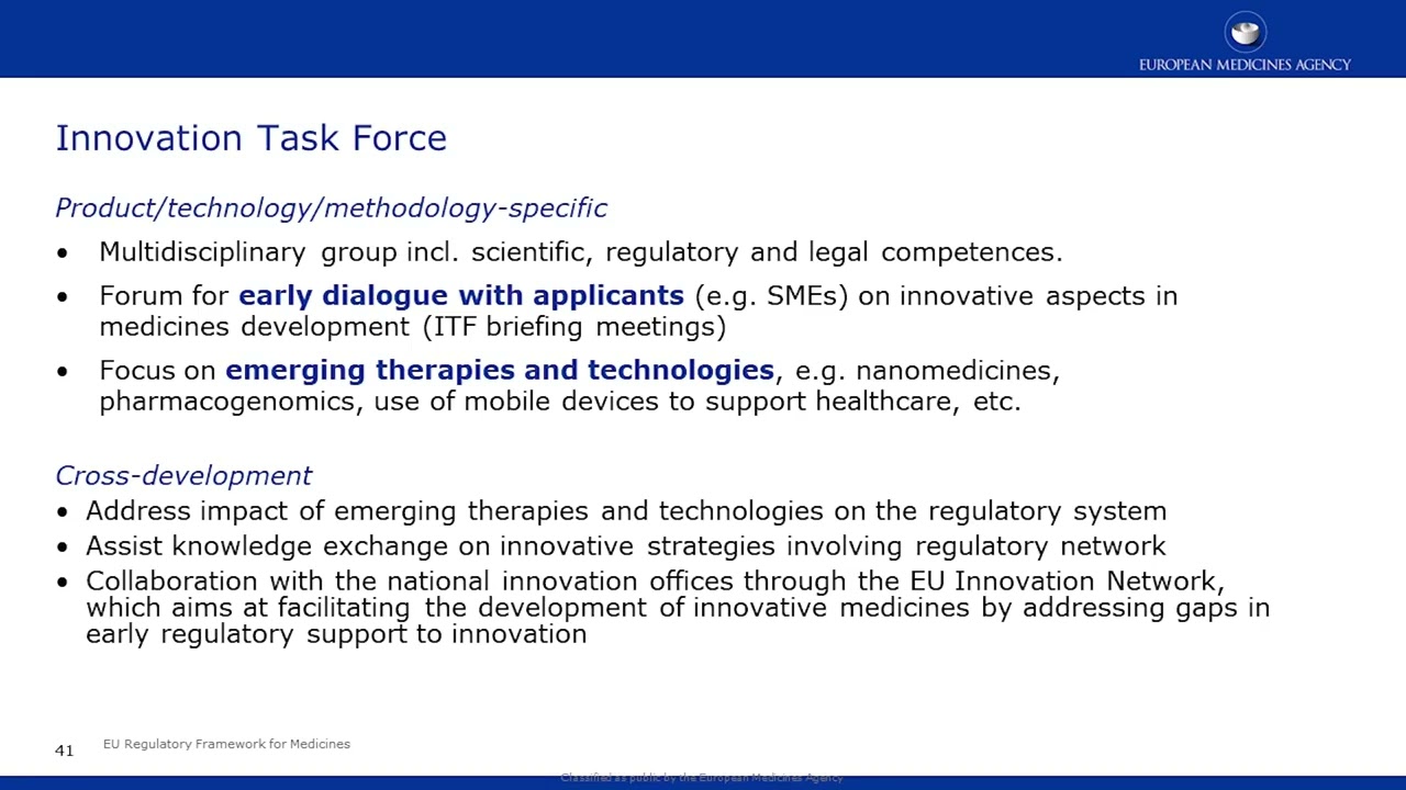 The European Union Regulatory Framework for Medicines Part 1