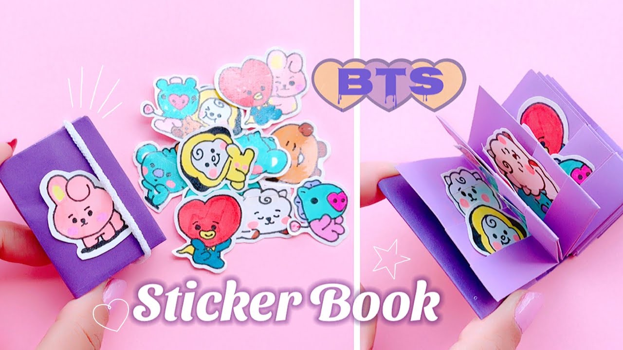 BTS Sticker Book no Glue, no Stapler | Easy way to make Sticker Book #diy