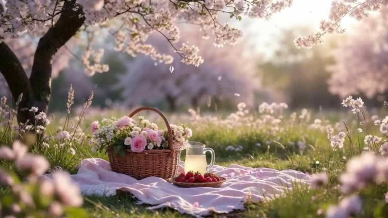 Spring Picnic Ambience 🌷 Relaxing Nature Background | Calm Spring Atmosphere