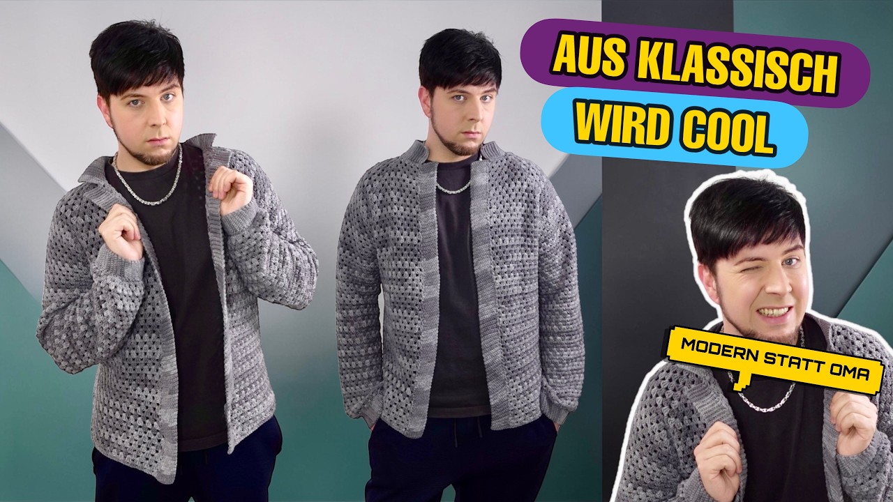 Alter Granny Cardigan - Neu als Unisex Jackenmodell gehäkelt | so viel Besser 🤯