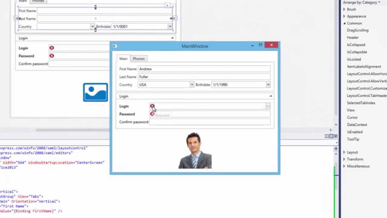 WPF: Макет формы ввода данных с использованием редакторов