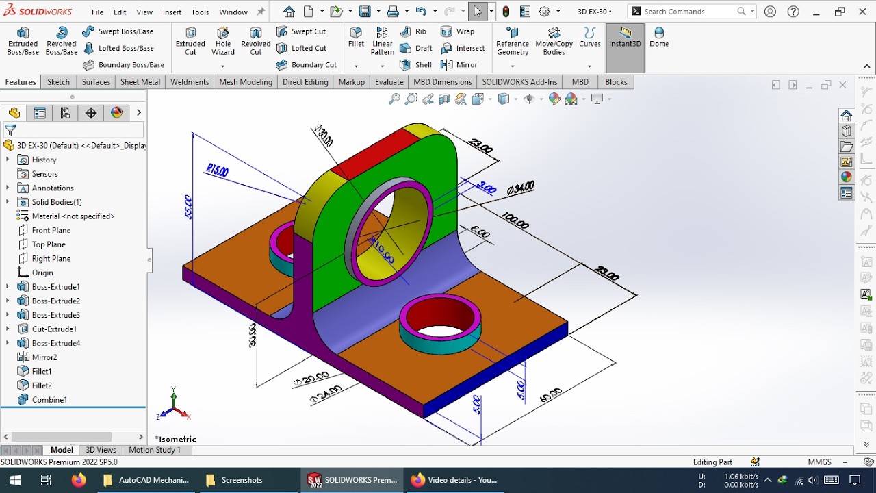 SolidWorks 3D excersise 030