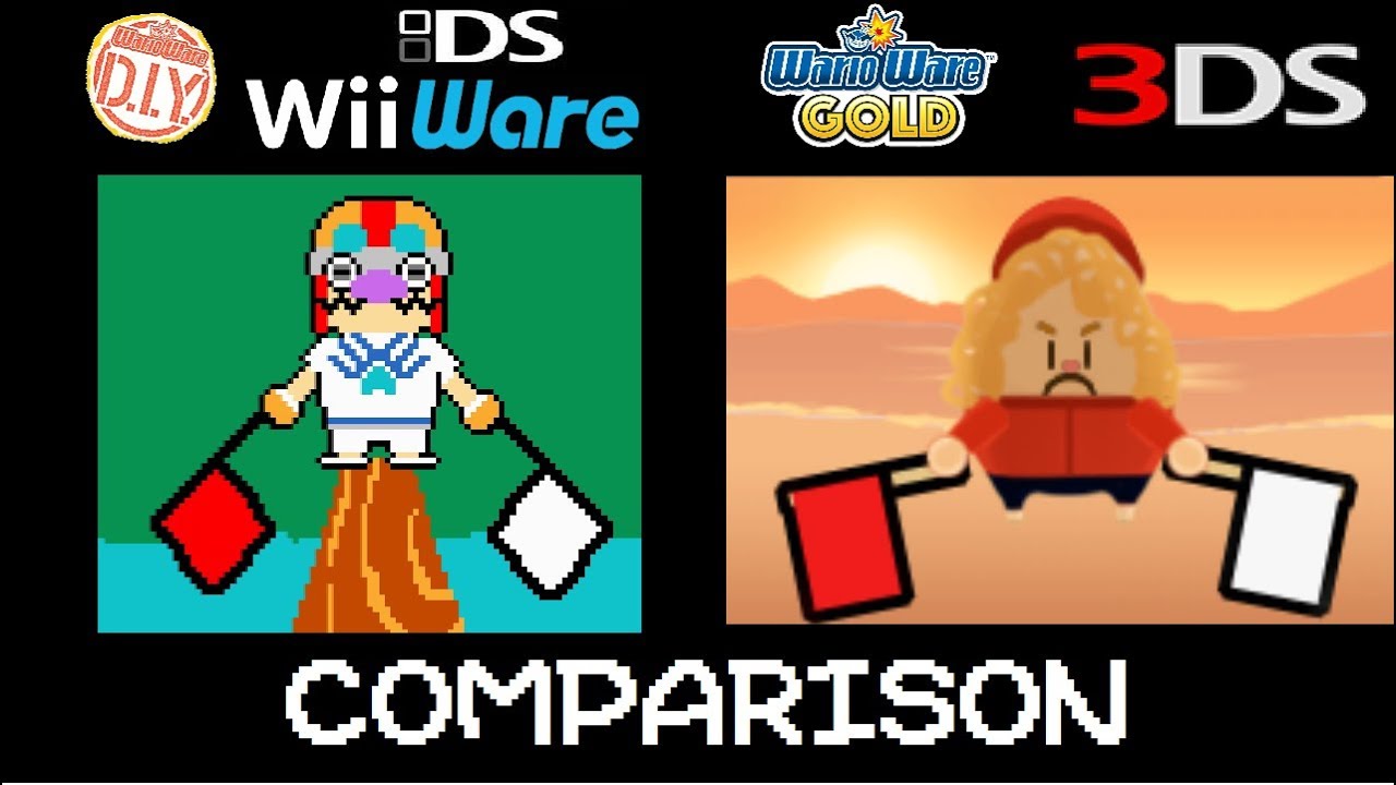 WarioWare D.I.Y series (DS and WiiWare) vs WarioWare Gold Microgame comparison.