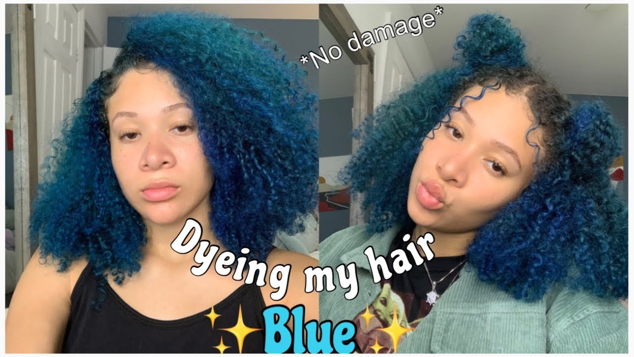 Dyeing my natural hair blue 💙 || NO DAMAGE