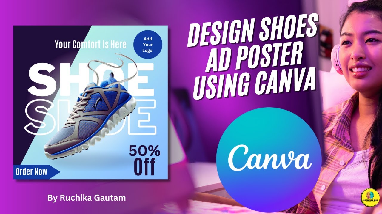 Design Shoes Ad Poster Using Canva II Ad Poster II Canva Learning  II Canva Poster