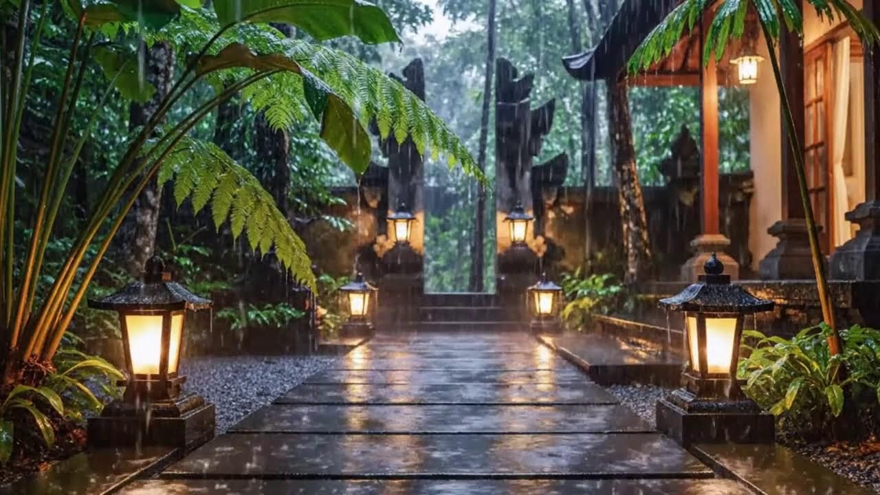 Luxury Rain in Bali 🌧️ (No Ads) Deep Focus, Stress Relief & Calm Mind
