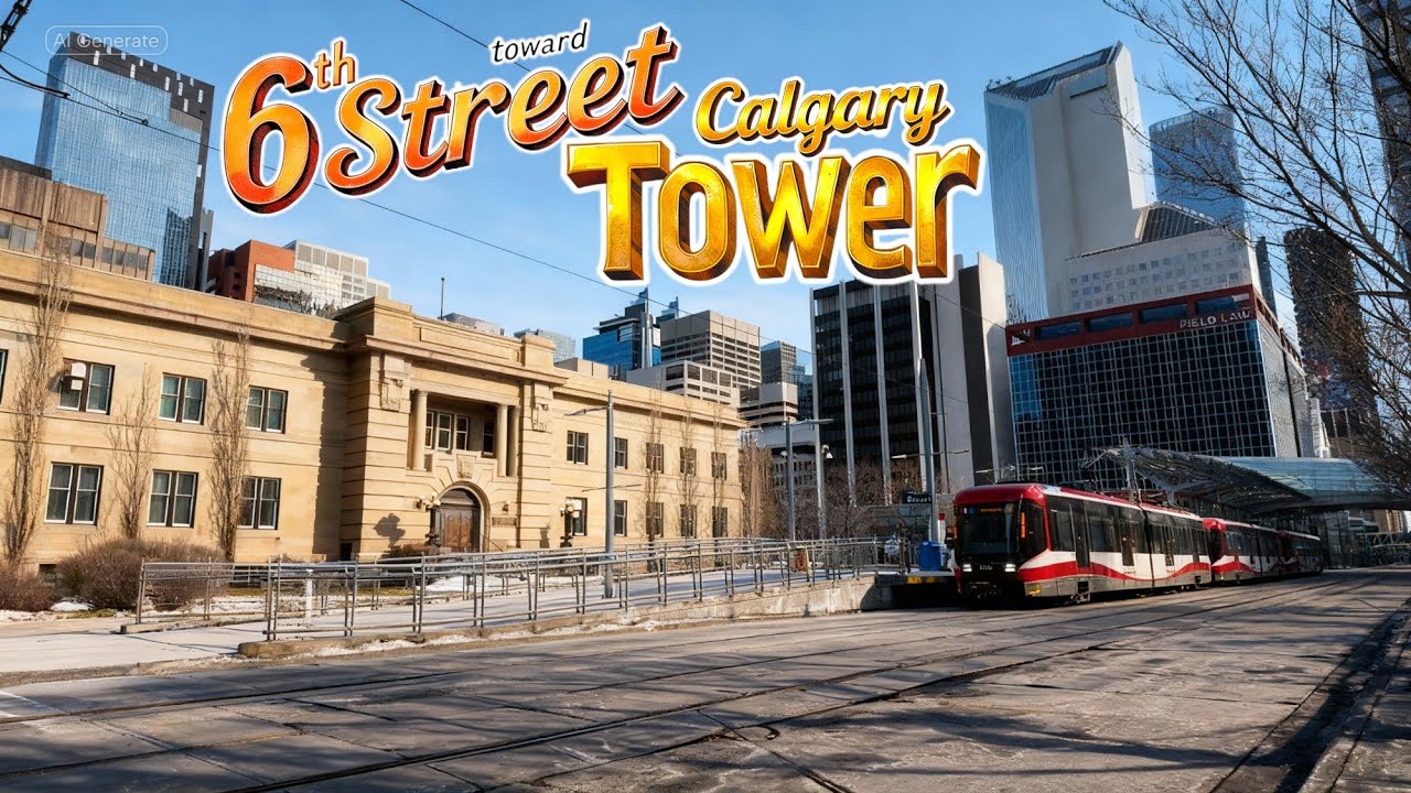 Calm Downtown Calgary Walk 🇨🇦 | 6th Street to Calgary Tower