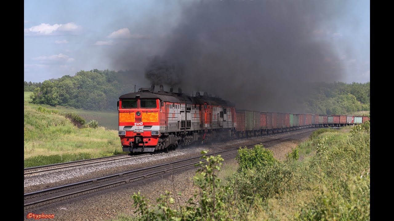 2ТЭ10М-3094+2ТЭ10У-0112(РЖД.ЮУЖД перегон Заливная-Богатое)