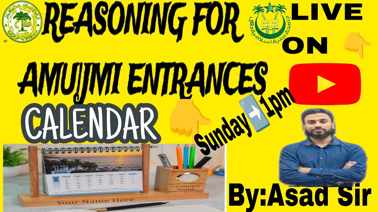 REASONING CALENDAR FOR AMU & JMI ENTRANCE BY ASAD SIR #reasoning #calendar #amu #jmi