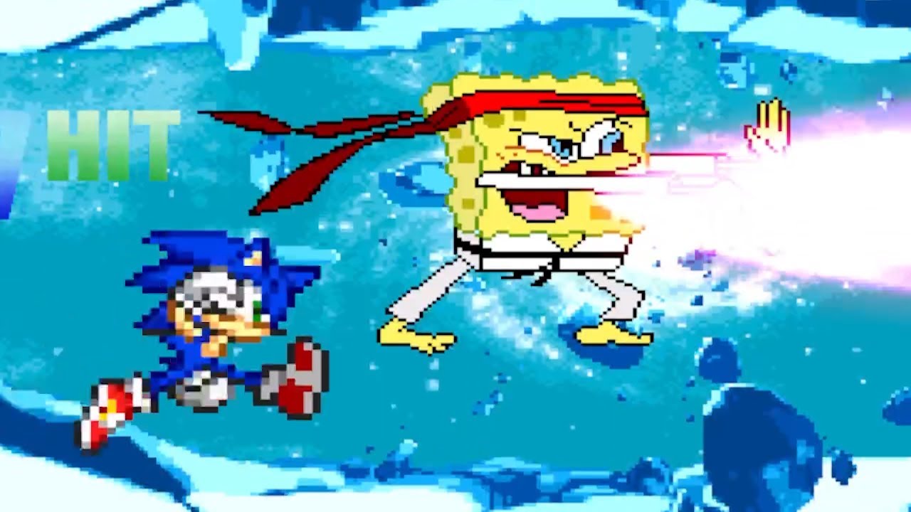 KARATE SPONGEBOB TEAM UP WITH SONIC THE HEDGEHOG IN SURVIVAL MODE