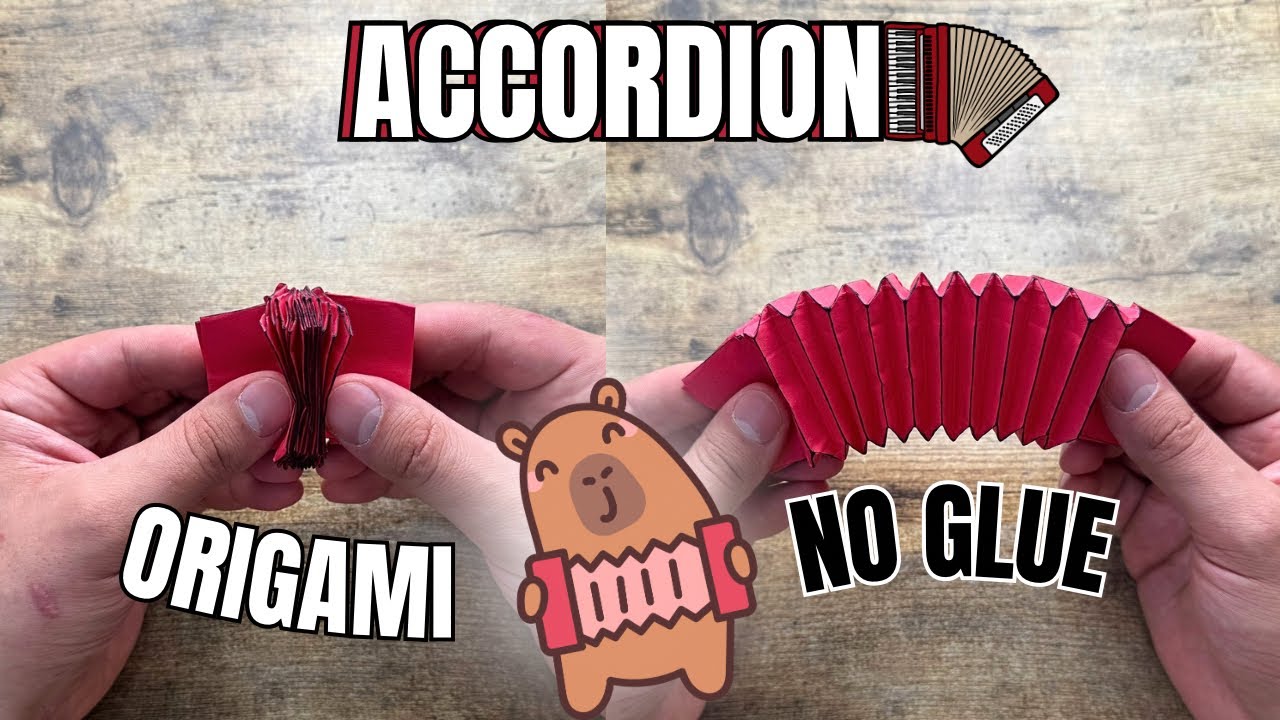 ORIGAMI ACCORDION EASY ORIGAMI FROM CHILDHOOD | DIY ORIGAMI WORKING ACCORDION PAPER TOY STEP BY STEP