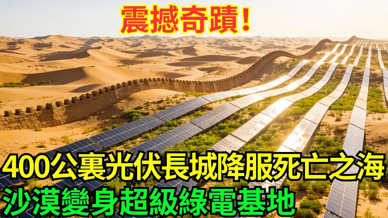 400公裏光伏長城鎖住死亡之海！庫布其沙漠53%沙化土地變綠電寶庫#科普#國際觀點#熱門#生態修複#沙漠