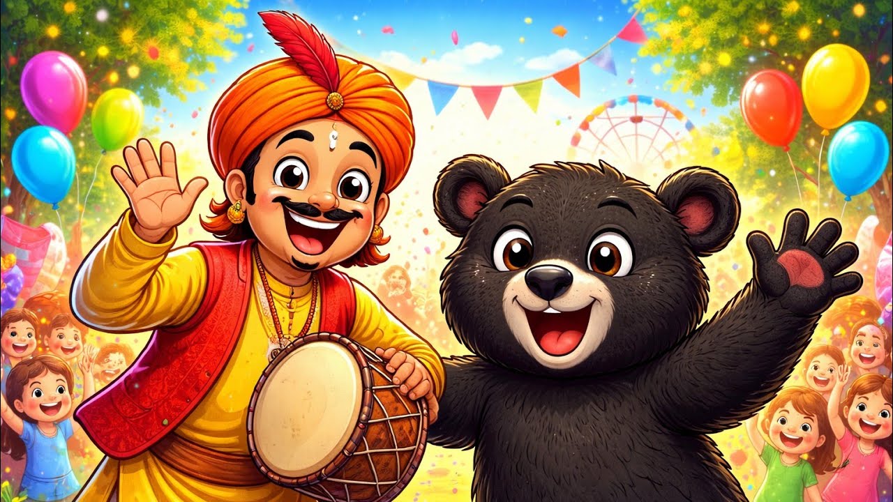 कालू भालू आया गांव में | कालू भालू मदारी 🐻 | Village Fair with Kalu Bhallu Bear  | Hindi Rhymes | 