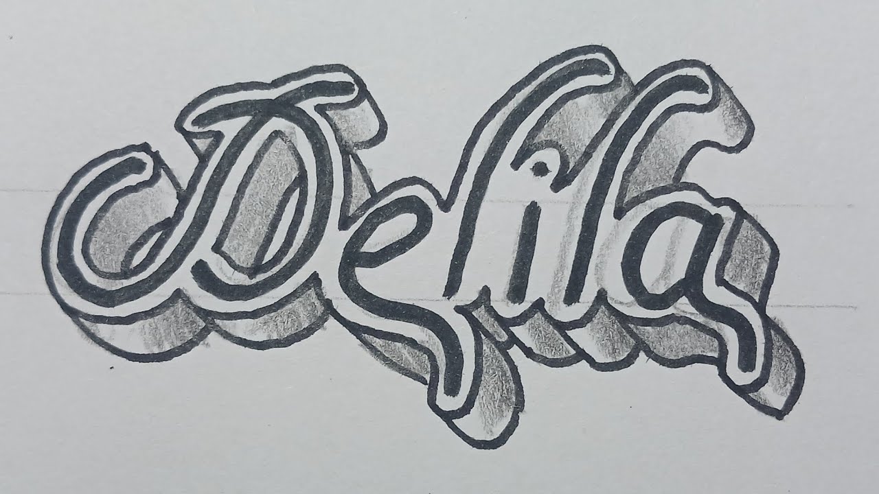 How To Draw 3d Calligraphy Name For Beginners Easy / Drawing Art On Paper Step By Step 55