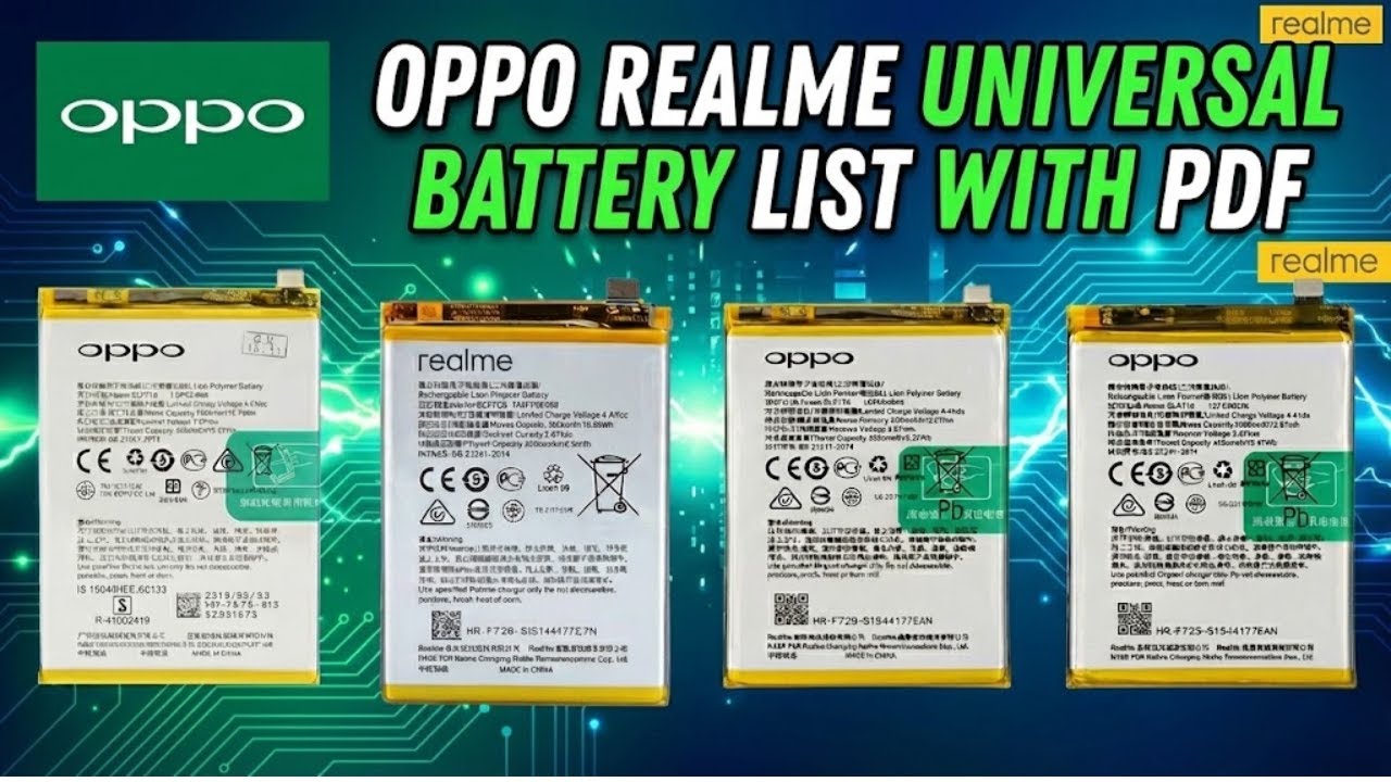Oppo Universal Battery | Realme Universal Battery | Oppo Realme Universal Battery List | Battery