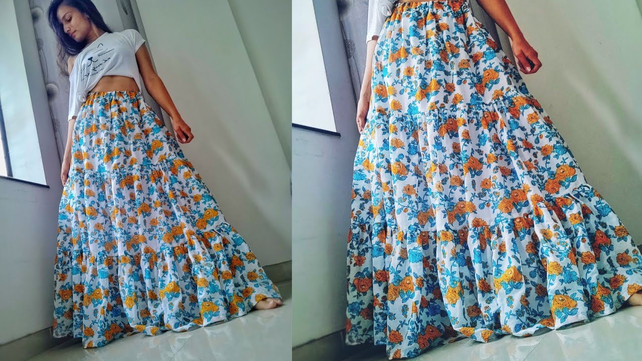 layered skirt full tutorial | gypsy skirt | boho skirt | tiered skirt cutting and stitching