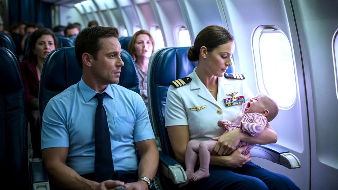 The Single Dad Custodian’s baby cried nonstop on the plane  until a Navy Admiral did the unthinkable