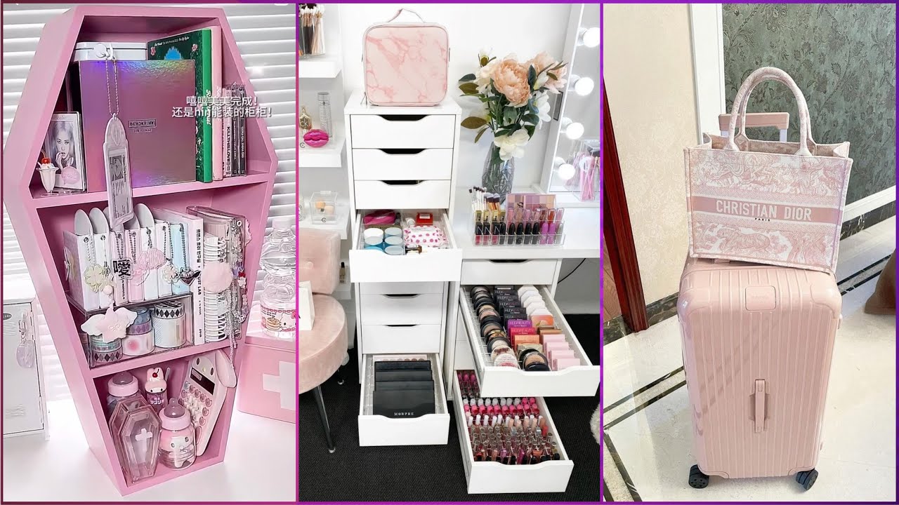Blackpink Stationary And Desk Organization 🎀 | huge Makeup Organizing | Packing For Travel✨